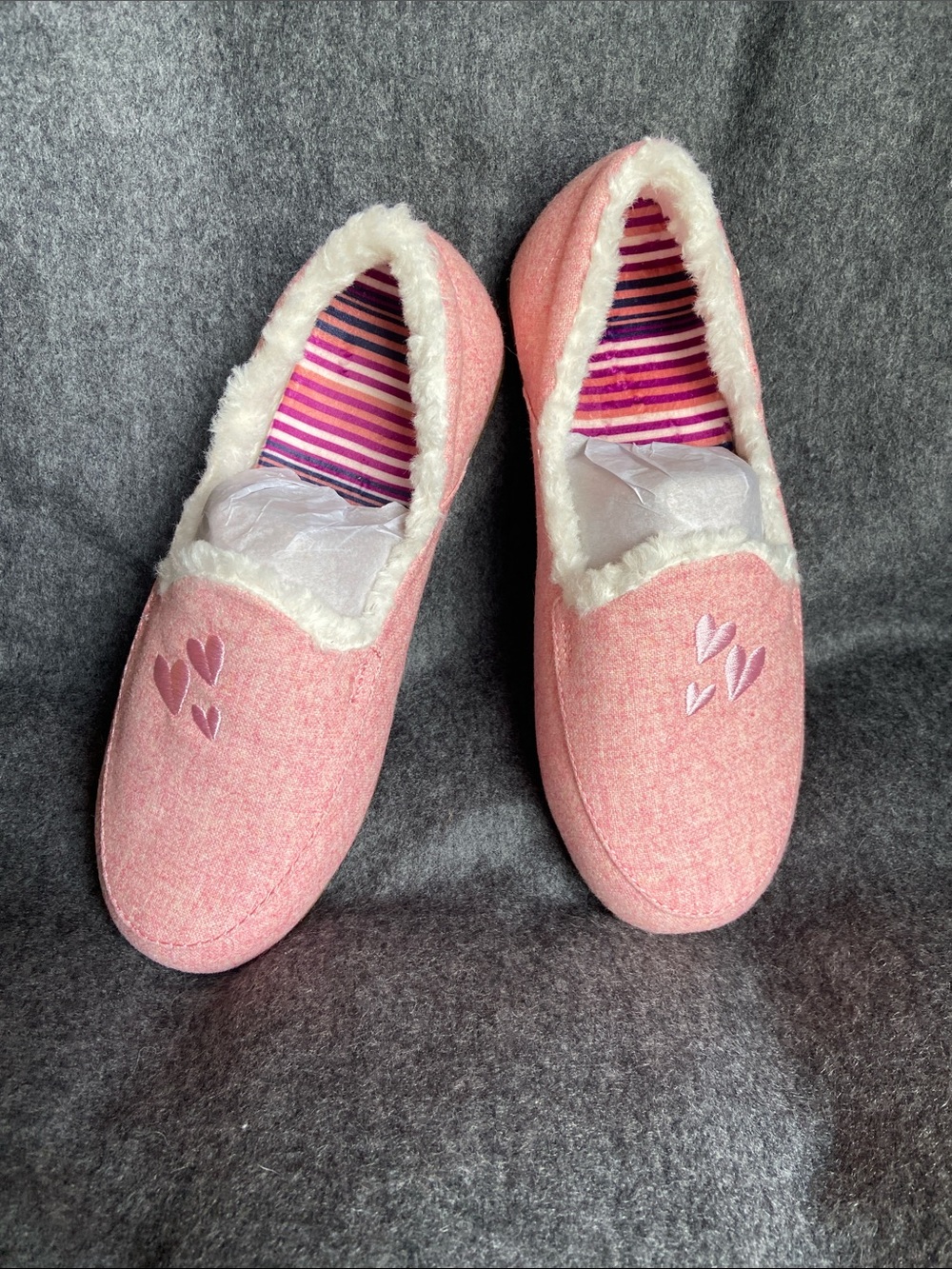 Plush Pink Heart Slip-On Women's Slippers